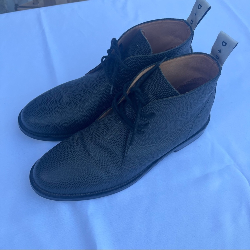 Duke + Dexter Men's Black Leather Pebble Grain Chukka Boots - Sz 11